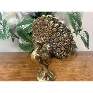 Vintage Brass Peacock‎ Figurine Decor Mid-Century Bird Sculpture Bird Lover Gift